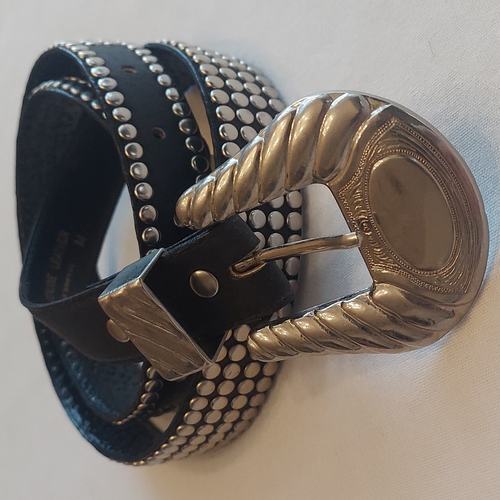 Women's Vintage Jana Genuine Leather Studded Black Belt